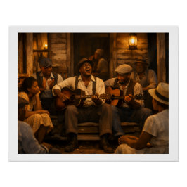 Zaterdag Nacht Veranda Licht Blues Perfect Poster
