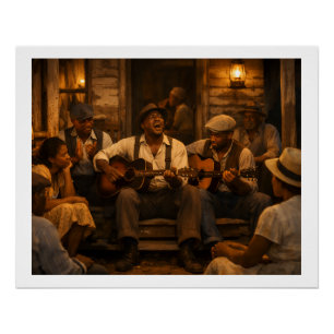 Zaterdag Nacht Veranda Licht Blues Perfect Poster
