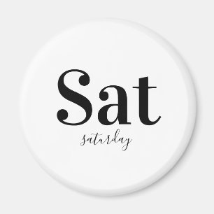 Zaterdag Typografie Modern Black & White Magneet