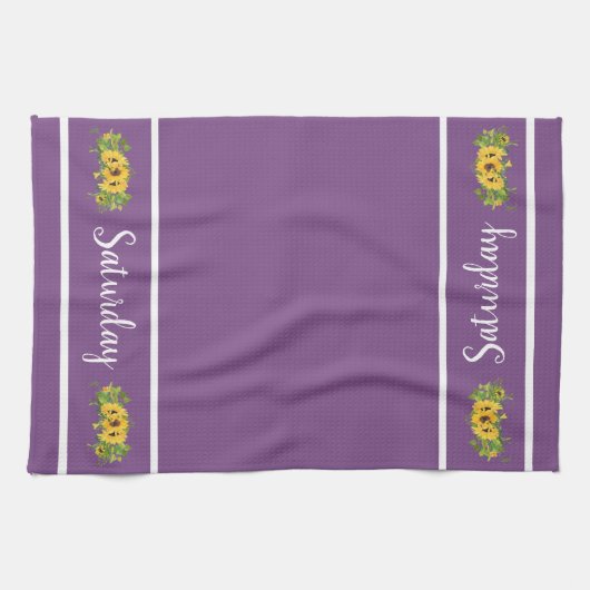 Zaterdag van de week Zonnebloem Keukenhanddoek (Horizontaal)