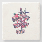 Zaterdagavond is goed voor vechten stenen onderzetter (Voorkant)