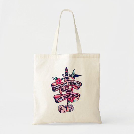 Zaterdagavond is goed voor vechten tote bag (Voorkant)