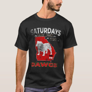 Zaterdagen zijn voor de dawgs de bulldog staat t-shirt