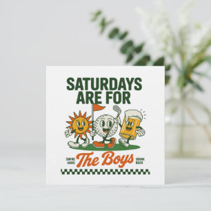 Zaterdagen zijn voor de jongens Golf Retro Golfen Kaart