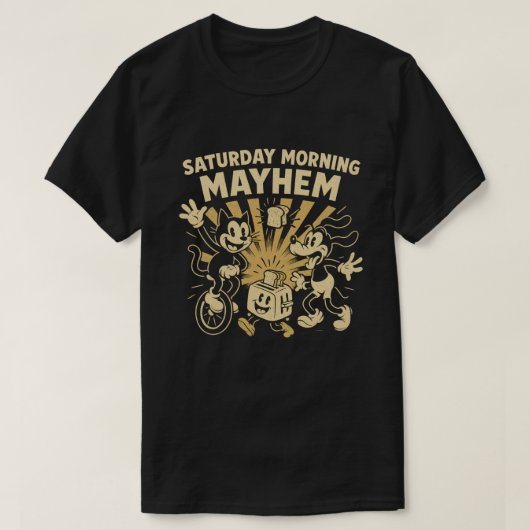 Zaterdagochtend Mayhem –  Cartoon Chaos T-shirt (Design voorkant)
