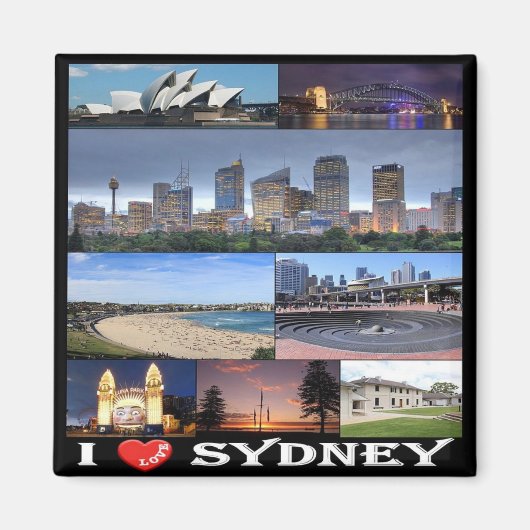 zAU025 SYDNEY I Love, Australia, Oceania, Fridge Magneet (Voorkant)