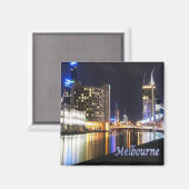 zAU050 MELBOURNE van Nacht, Australië, Fridge Magneet (Voorkant / Achterkant)