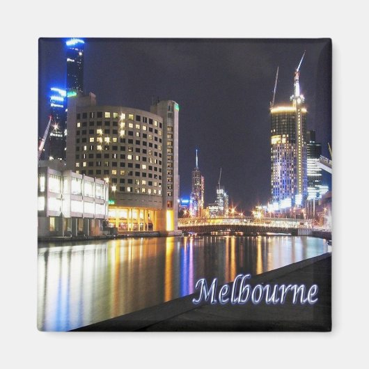 zAU050 MELBOURNE van Nacht, Australië, Fridge Magneet (Voorkant)