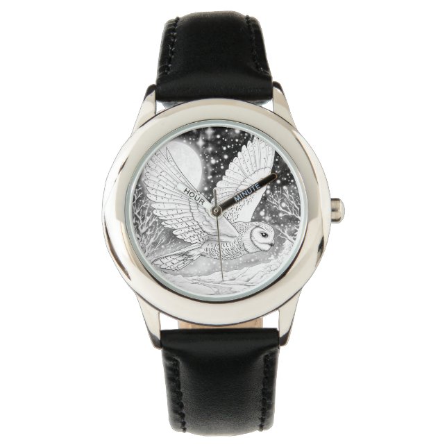 Zauberhafte Schnee-Eule Armbanduhr für Kinder Horloge (Voorkant)