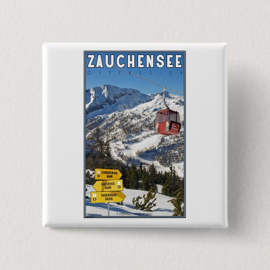 Zauchensee Ski Resort Vierkante Button 5,1 Cm (Voorkant)