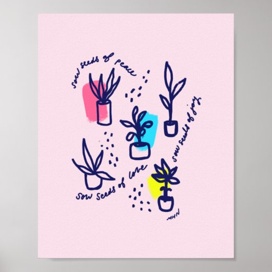 Zauw zaad van vrede, liefde en vreugde - inspirere poster (Voorkant)