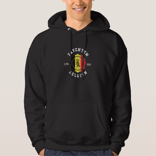 ZAVENTEM België Vlag Badge Vintage Hoodie (Voorkant)