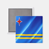 zAW002 ARUBA, Waving Flag, Amerika, Fridge Magneet (Voorkant / Achterkant)