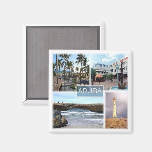 zAW003  ARUBA, Mosaic, America, Fridge Magneet (Voorkant / Achterkant)