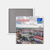 zAW005 ORANJESTAD, Panorama, Aruba, Fridge Magneet (Voorkant / Achterkant)