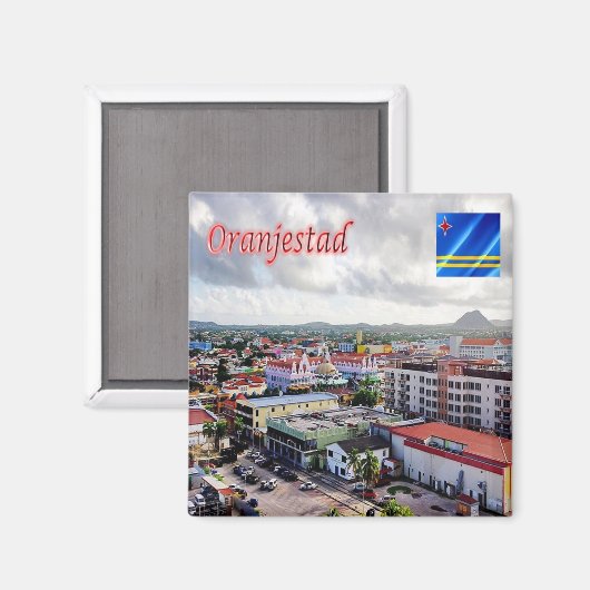 zAW005 ORANJESTAD, Panorama, Aruba, Fridge Magneet (Voorkant / Achterkant)