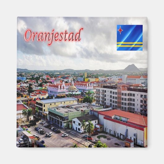 zAW005 ORANJESTAD, Panorama, Aruba, Fridge Magneet (Voorkant)