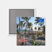 zAW007 ARUBA, Manchebo Beach, Fridge Magneet (Voorkant / Achterkant)