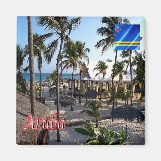 zAW007 ARUBA, Manchebo Beach, Fridge Magneet (Voorkant)