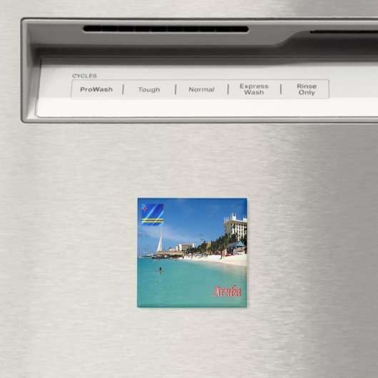 zAW008 ARUBA, Palm Beach, Panorama, Fridge Magneet (Insitu (Vaatwasser))