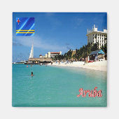 zAW008 ARUBA, Palm Beach, Panorama, Fridge Magneet (Voorkant)