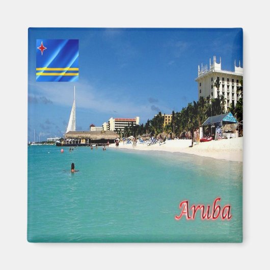 zAW008 ARUBA, Palm Beach, Panorama, Fridge Magneet (Voorkant)