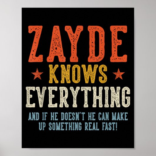 Zayde weet alles vaderdag retro vintage poster (Voorkant)