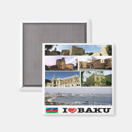 zAZ009 I Love BAKU, Azerbeidzjan, Asia. Fridge Magneet (Voorkant / Achterkant)