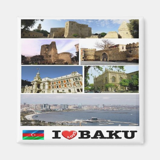 zAZ009 I Love BAKU, Azerbeidzjan, Asia. Fridge Magneet (Voorkant)