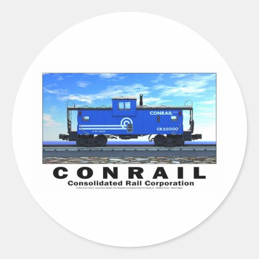 ZAZ462 CONRAIL CABOOSE POSTER RONDE STICKER (Voorkant)