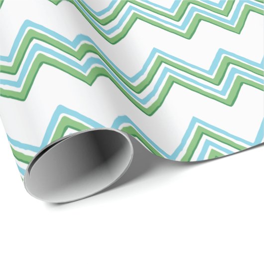 Zaza Chevron Wave in Green and Aqua Cadeaupapier (Rol Hoek)