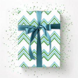 Zaza Chevron Wave in Green and Aqua Cadeaupapier