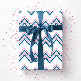 Zaza Chevron Wave in Roze en Diep Aqua Cadeaupapier