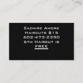 Zazmire's Barber Shop Cards Visitekaartje (Achterkant)