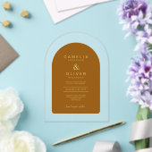 Zazzle Acryl bruiloft Terracotta Gouden Tekstboog Acryl Uitnodigingen (Insitu (Huwelijk))