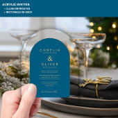 Zazzle Acryl Huwelijk Chic Blauwgroen Blauw Tekstb Acryl Uitnodigingen