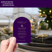 Zazzle Acryl Huwelijk Diep Paarse Gouden Tekstboog Acryl Uitnodigingen