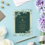 Zazzle Acryl Huwelijk Groen Eucalyptus Gouden Teks Acryl Uitnodigingen (Insitu (Huwelijk))