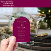 Zazzle Acryl Trouw Magenta Bladeren Gouden Tekst Acryl Uitnodigingen