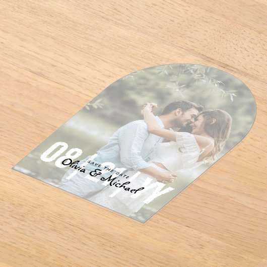 Zazzle Acryl Trouwkaart 'Save the Date' Ondoorzich Acryl Uitnodigingen (Laagn)
