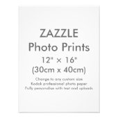 Zazzle Custom 12 × 16-inch foto Print Sjabloon Foto Afdruk (Voorkant)