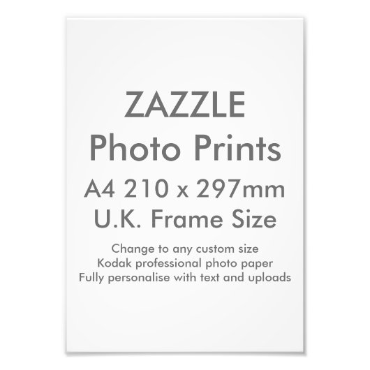 Zazzle Custom A4 Photo Print GB Lijst Size Foto Afdruk (Voorkant)