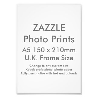 Zazzle Custom A5 Photo Print GB Lijst Size Foto Afdruk