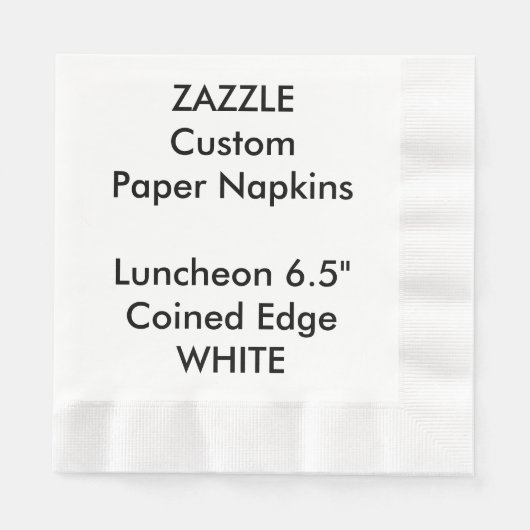 Zazzle Custom WHITE Coined Luncheon Papieren serve Servetten (Voorkant)