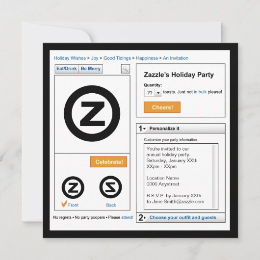 Zazzle Holiday Uitnodiging (Voorkant)