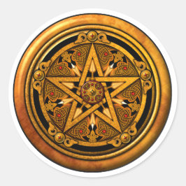 Zazzle - mannelijk goud pentakel-noback ronde sticker