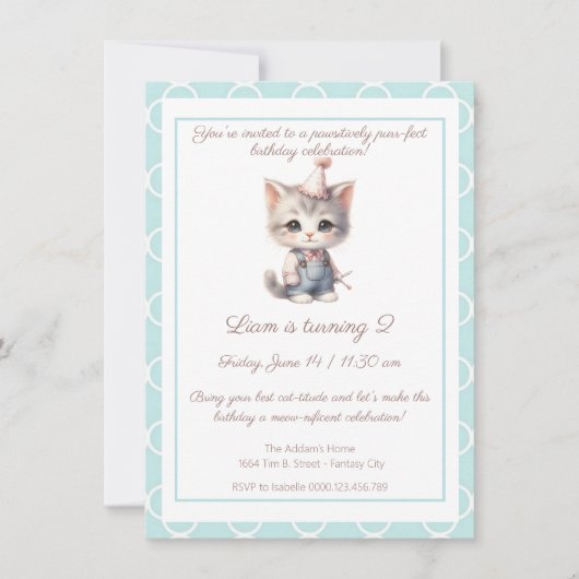 Zazzle meow nificent birthday Invitation Kaart (Voorkant)