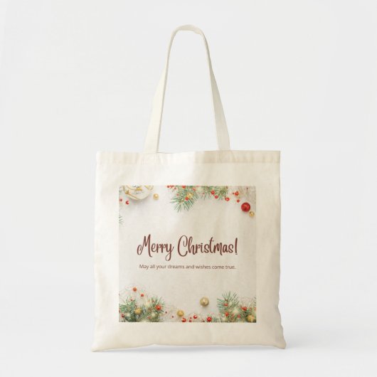 Zazzle Merry Kerstmis Tote Bag (Voorkant)