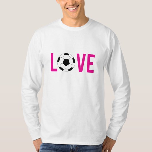 Zazzle Roze Stijl Liefde Voetbal Unisex LS T-shirt (Voorkant)