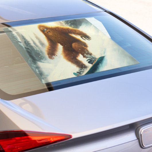 Zazzle Shaggy Bigfoot Snowboarden Auto Achterzijde Raamsticker